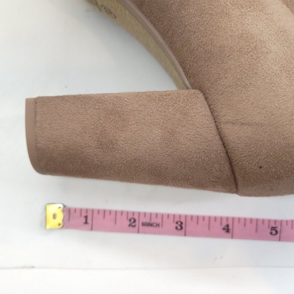 My Delicious Shoes Women Over the Knee Boot Taupe Faux Suede Pull On Tie Calf 10 - Picture 8 of 12